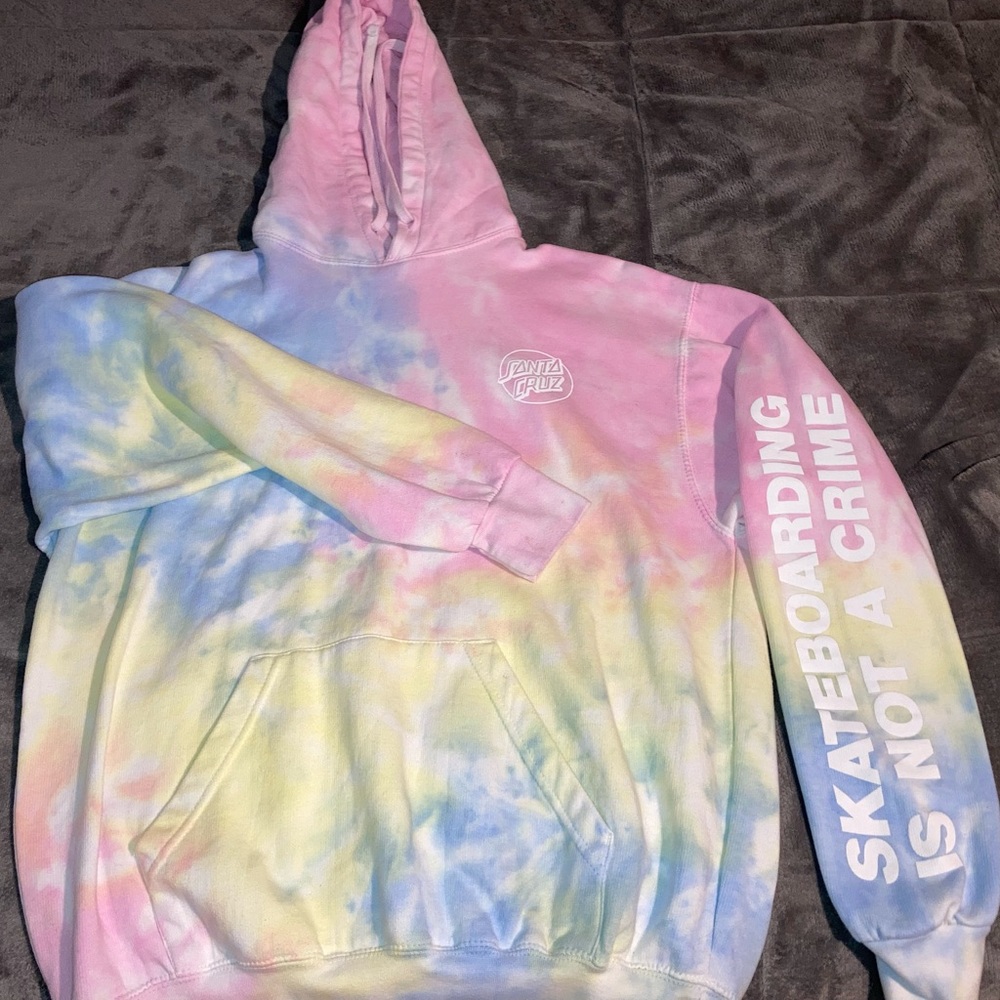 Santa Cruz “Skateboarding Is Not A Crime” Tie Dye Hoodie